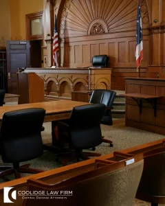 Empty Wake County courthouse courtroom illustrating North Carolina sex crime sentencing and structured sentencing laws